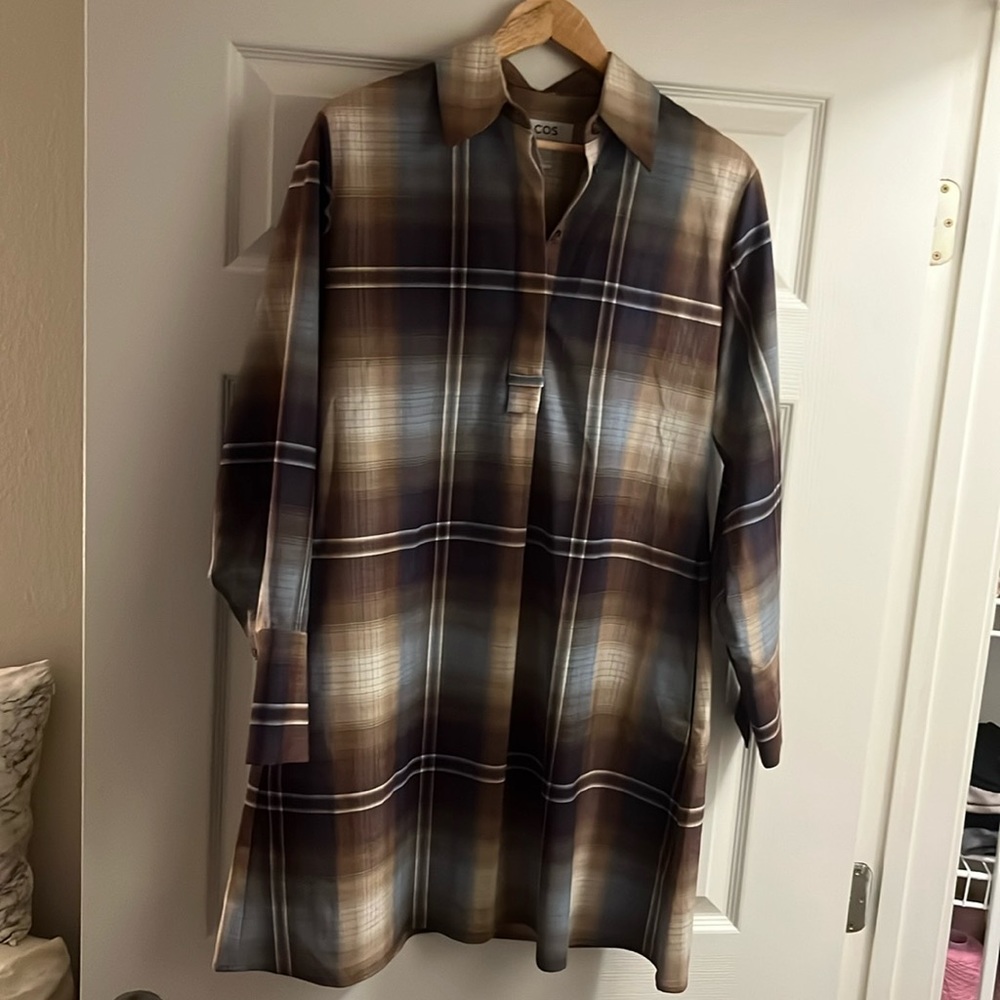 COS Checked plaid mini shirt dress size 6